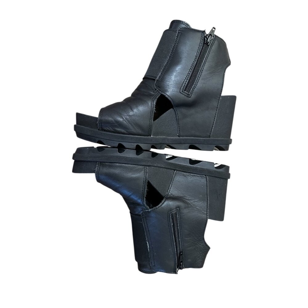 Sorel Joanie II Bootie Platform Sandals Womens 9 Black Cut Out Comfort Zipper - Picture 9 of 14